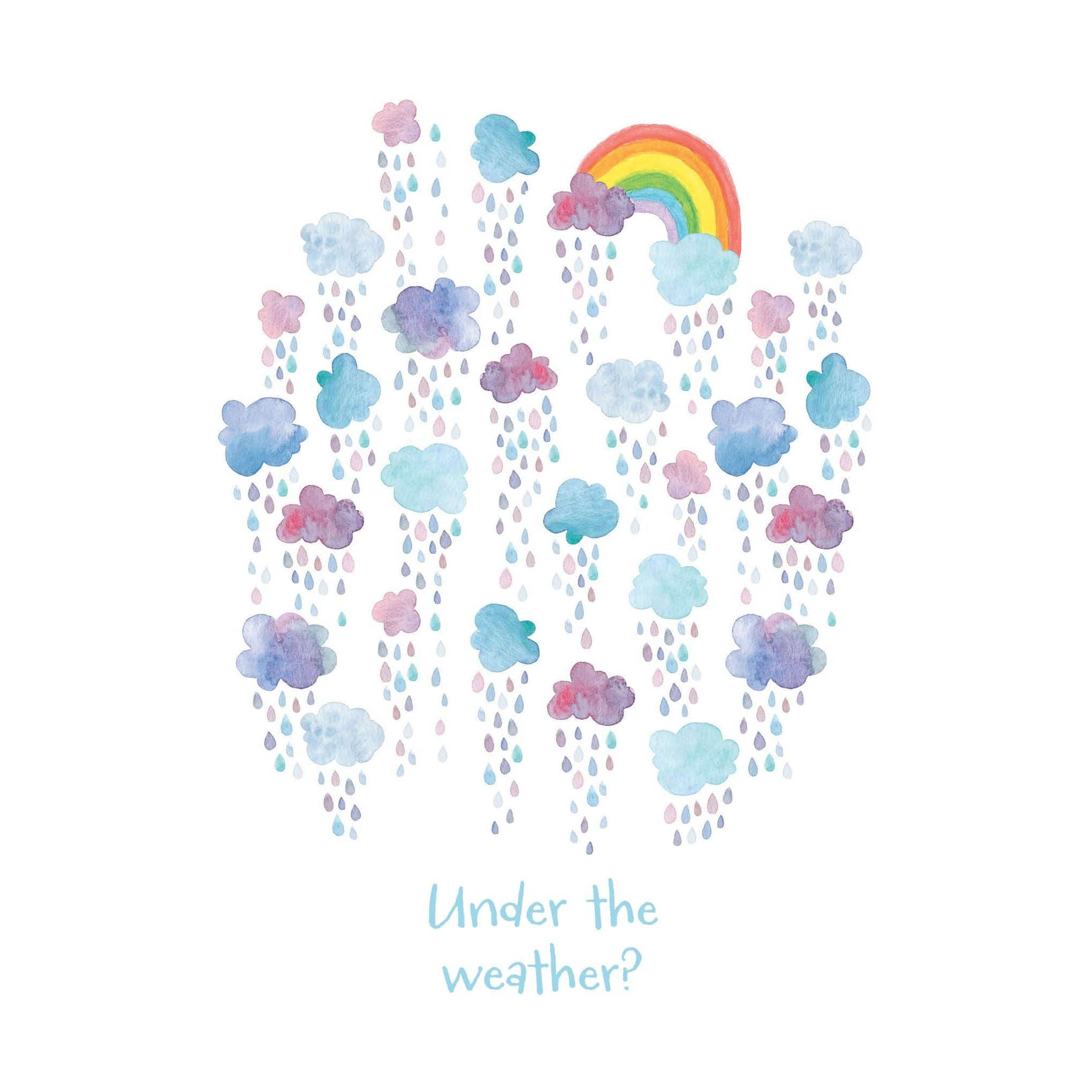 Rain clouds get well card by Pictura featuring a cloudy sky design, perfect for sending healing wishes with a cheerful, everyday card.
